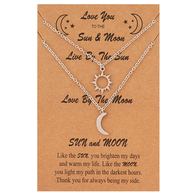 Collar de Clavícula Sol y Luna en Acero Inoxidable - Juego de 2 Piezas - Image 6