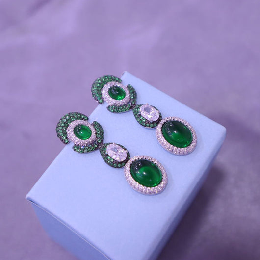 Aretes Vintage Florales con Esmeralda Simulada Versátiles - Image 3