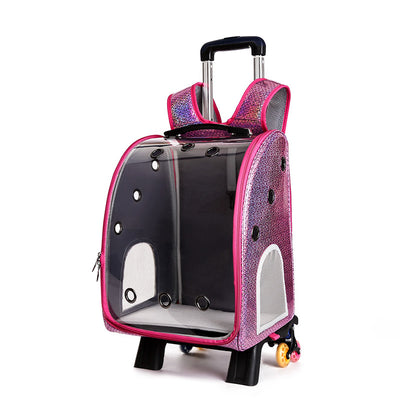 Mochila Transportadora Transparente Plegable para Perros Pequeños con Bolsillo Pañales - Image 8