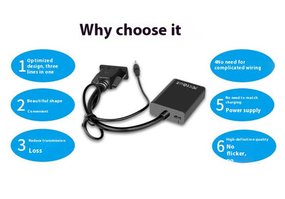Adaptador VGA a HDMI con Audio y Alimentación - Conexión 1080p Plug and Play - Image 11