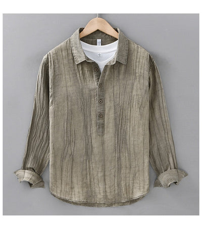 Camisa de Lino Casual con Textura Arrugada - Image 10