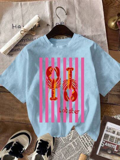 Camiseta Casual Cuello Redondo Estampa Langosta - Image 15