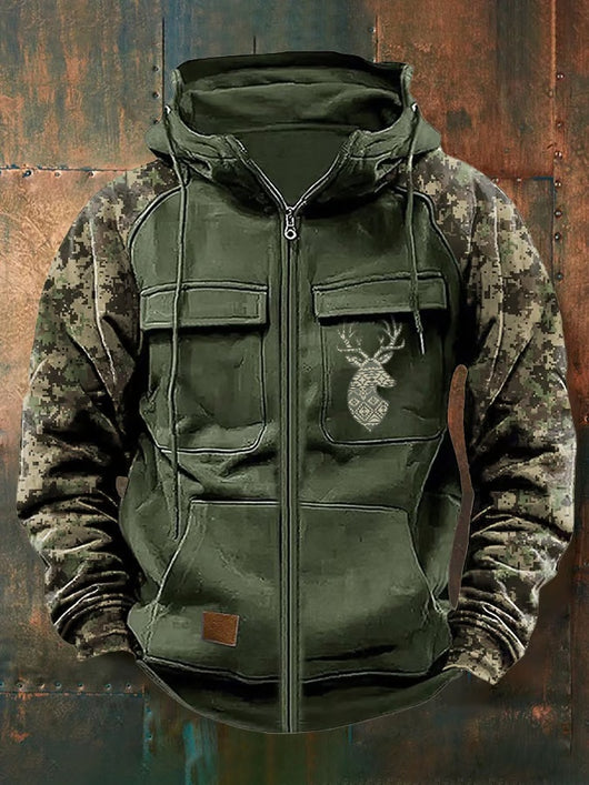 Sudadera Cargo para Hombre con Capucha, Múltiples Bolsillos y Diseño Bicolor - Image 11
