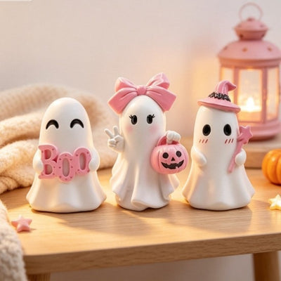 Adorno de Resina con Fantasmas y Calabazas Rosas para Halloween - Image 6