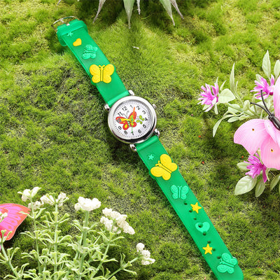 Reloj Infantil con Diseño de Mariposas - Cuarzo Resistente