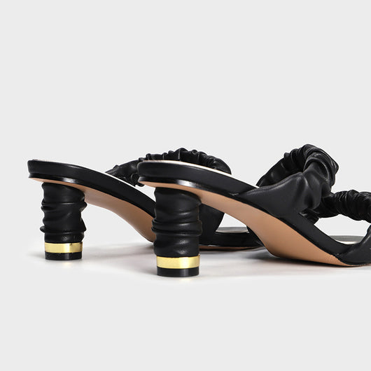 Sandalias Tacón Alto con Pliegues y Cordones - Comodidad Elegante - Image 9