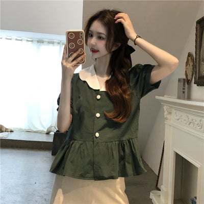 Blusa Reductora de Edad, Delgada, Manga Corta para Mujer - Image 4