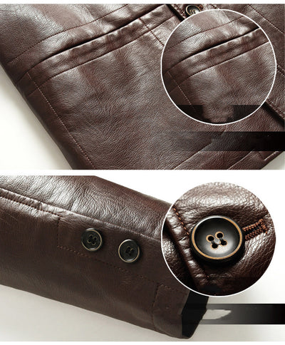 Chaqueta de Cuero con Solapa para Hombre Maduro - Algodón Premium - Image 12