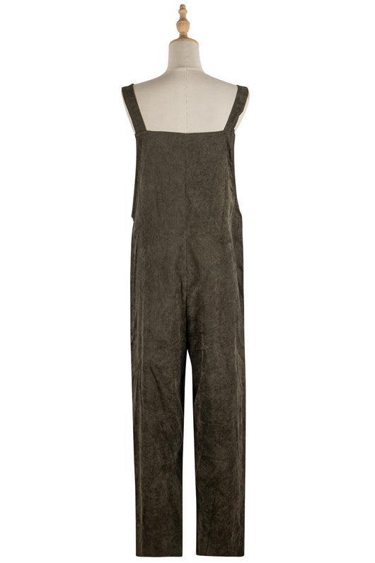 Jumpsuit Casual de Pana Suelta con Tirantes para Mujer - Image 17