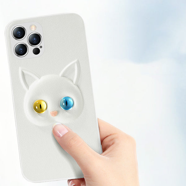 Funda Protectora para iPhone con Diseño de Gato Kawaii