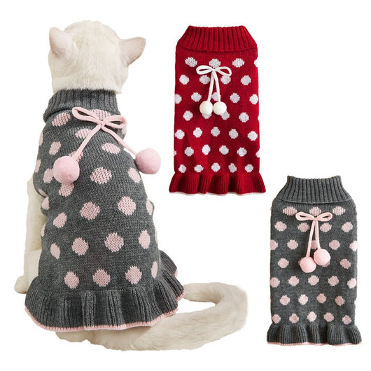 Suéter para Mascotas con Falda Lunares y Hoja de Loto - Image 5
