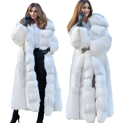 Abrigo Largo de Piel Blanco para Mujer - Image 5