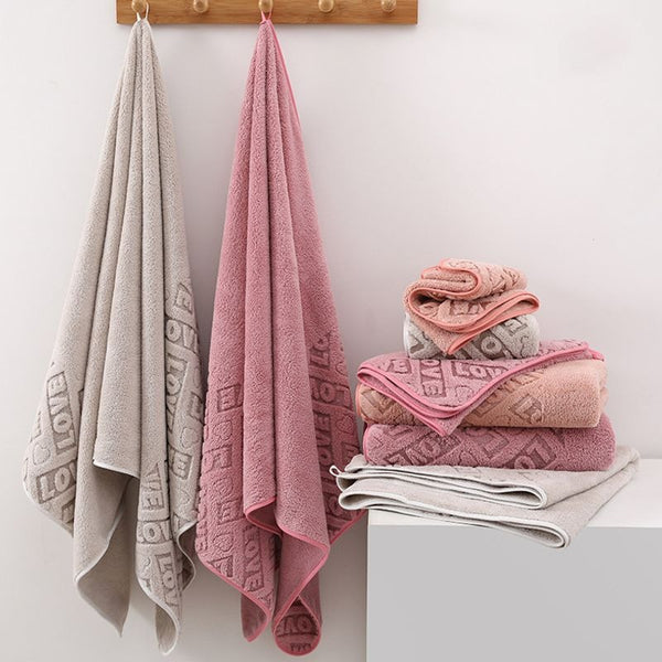 Juego de Toallas de Baño Jacquard Coral Fleece - Súper Absorbentes y Ultra Suaves