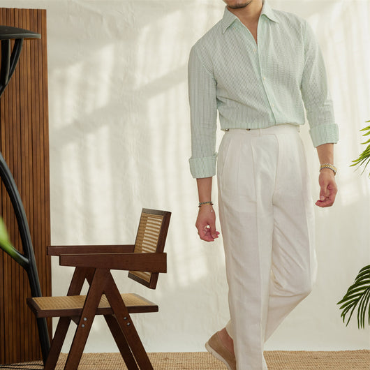 Camisa de Rayas Seersucker para Hombre - Estilo Fresco y Moderno - Image 7