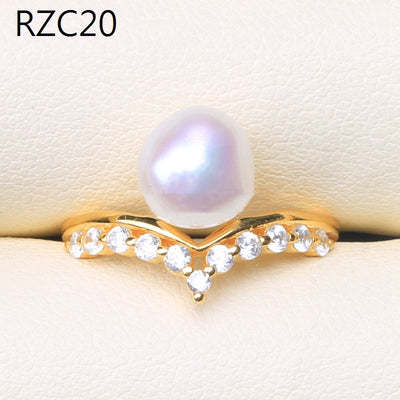 Anillo de Perla Barroca Natural Diseño Luna Platino - Image 48