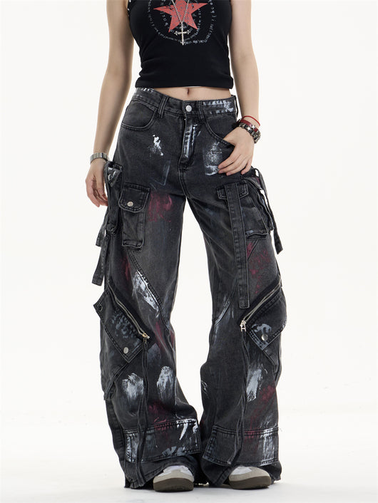 Pantalones Vaqueros de Trabajo Mujer Cintura Alta Bolsillos Múltiples - Image 14