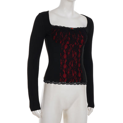 Blusa Elegante de Manga Larga con Encaje y Volantes - Image 11
