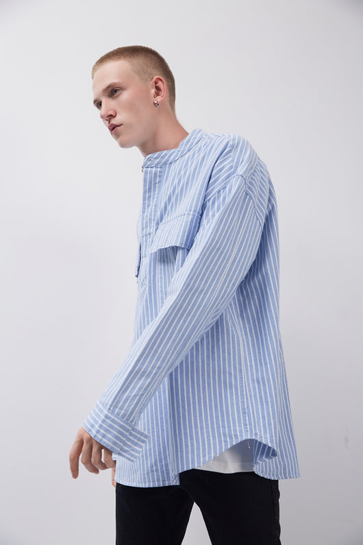 Camisa Holgada a Rayas Estilo Street FOG para Hombre - Manga Larga Hip Hop - Image 9