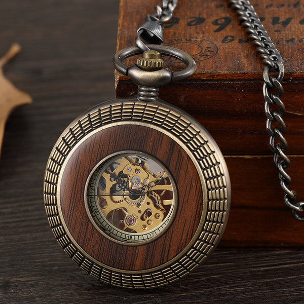 Reloj de Bolsillo Mecánico Clásico con Tapa Abatible y Grabado Romano