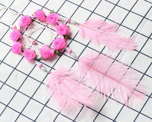 Atrapasueños con Plumas de Avestruz Rosa - Carillón Decorativo para Habitación - Image 12
