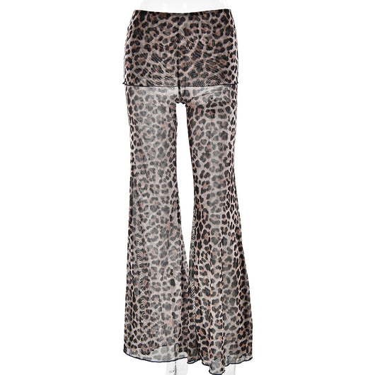 Pantalones Estampado Leopardo y Flores con Malla - Image 5
