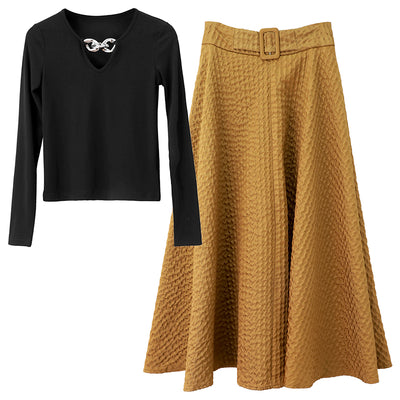 Conjunto Dos Piezas: Blusa Base y Falda de Malla Tendencia - Image 2