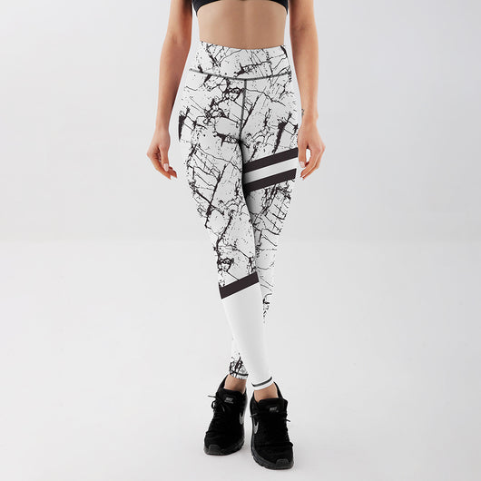 Leggings de Yoga con Estampado de Mármol Blanco y Negro - Image 4