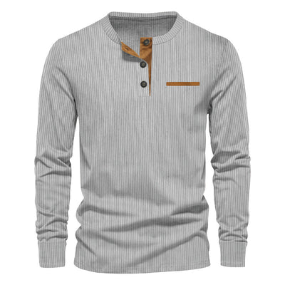 Henley de Pana para Hombre - Ajuste Slim, Manga Larga, Diseño Minimalista - Image 8
