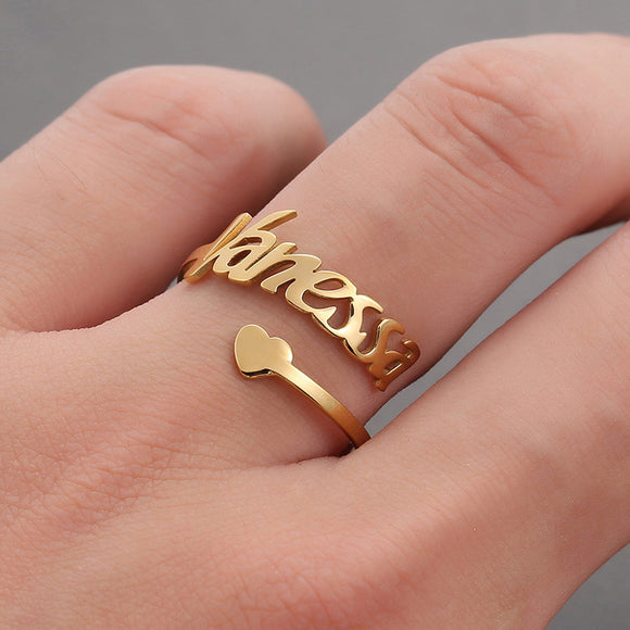 Anillo Personalizado de Acero Titanio con Letras en Acero Inoxidable