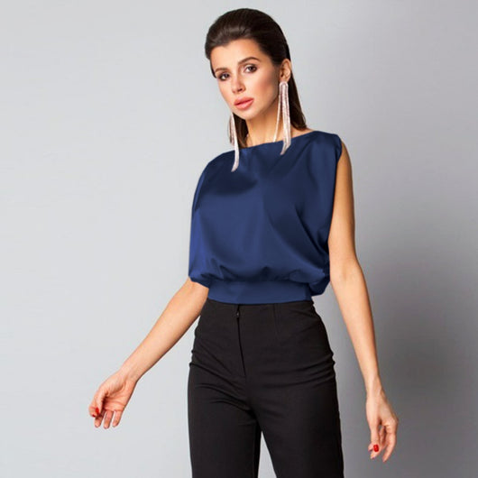 Blusa de Satén sin Espalda con Amarre Trasero - Image 4