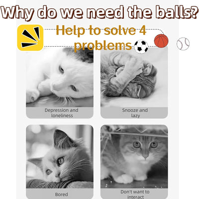 Set of three pet toys: a basketball, baseball, and soccer ball, each with light brown feathers for cats and small dogs. - Image 16