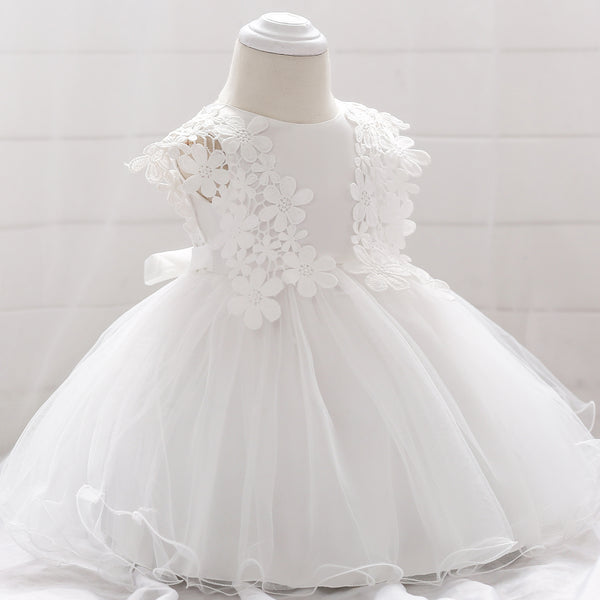 Vestido de Princesa en Encaje y Malla para Niña