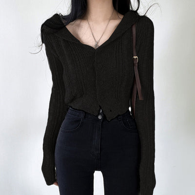 Cardigan Retro Cuello V Manga Larga Corto - Image 8