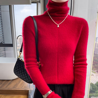 Suéter de Cuello Alto Tejido en Lana para Otoño e Invierno - Ajuste Slim - Image 9