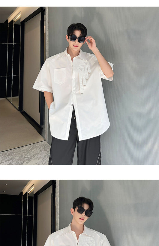 Camisa Blanca de Diseño Metálico con Hombreras Acolchadas - Image 2