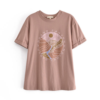 Camiseta Bohemia Retro Estampada para Mujer - Cuello Redondo - Image 12