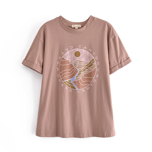 Camiseta Bohemia Retro Estampada para Mujer - Cuello Redondo - Image 12