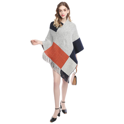 Capa Tejida para Mujer con Patchwork de Contraste de Colores - Image 15