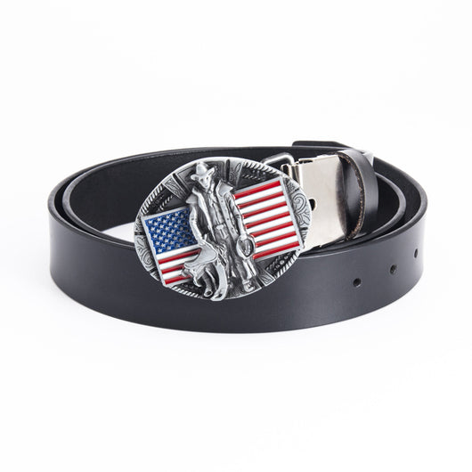Cinturón de Cuero Genuino con Hebilla Bandera - Estilo Personalizado - Image 7