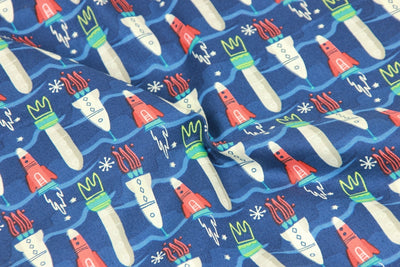 Tela de Algodón Puro Estilo Nórdico con Estampado de Cohete para Proyectos Artesanales - Image 4