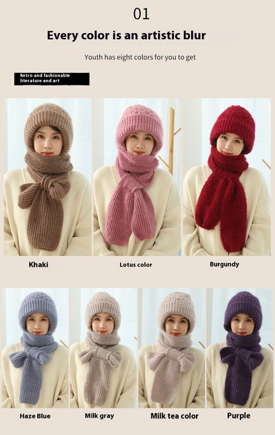 Gorro y Bufanda Tejida Doble Capa Acolchada - Abrigo Cálido en Lana - Image 15