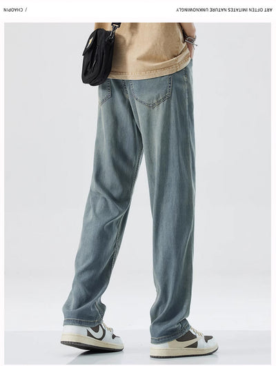 Jeans Rectos Holgados en Seda de Hielo para Hombre - Image 14