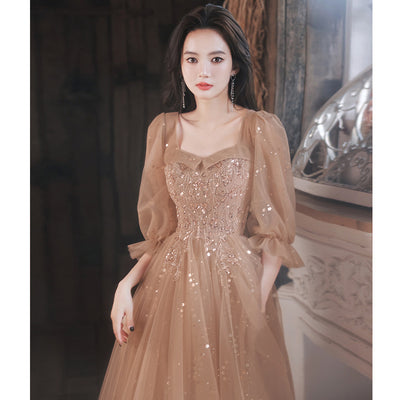 Vestido de Noche Elegante con Mangas Largas para Dama de Honor - Image 4