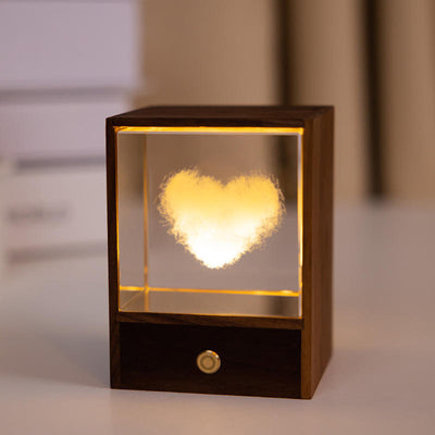 Lámpara Nocturna de Cristal con Diseño de Alce y Nubes - Caja de Madera - Image 8