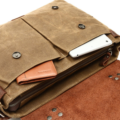 Bolsa para Laptop Vintage de Cuero y Lona para Hombre - Image 6
