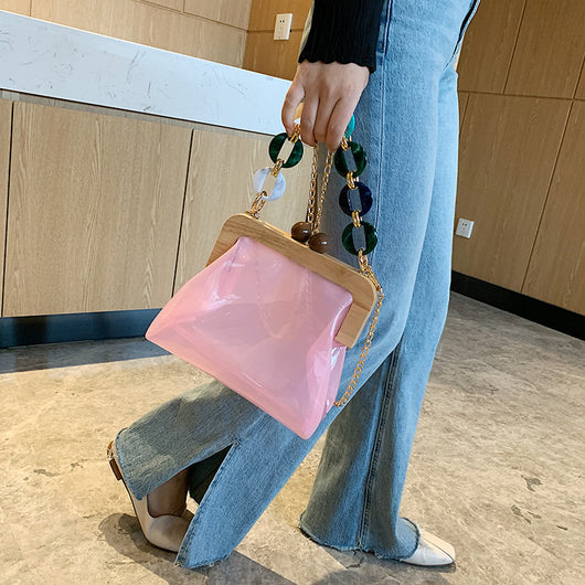 Bolso Mensajero Transparente con Cadena para Mujer - Image 8