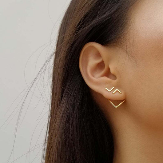 Aretes Geométricos Cuadrados Dos Piezas Versátiles para Mujer - Image 11