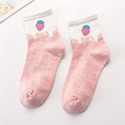 Calcetines de Algodón Estampados con Frutas y Personajes Anime - Image 3
