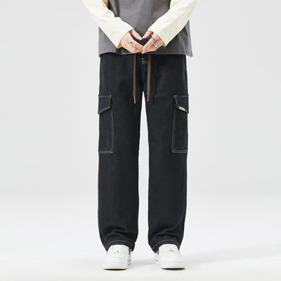 Pantalones Rectos Holgados Estilo Hong Kong Multiuso para Hombre - Image 6