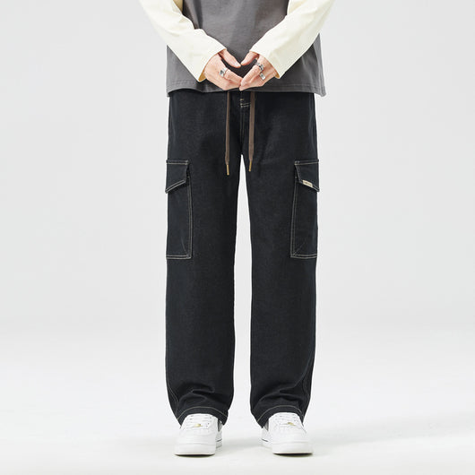 Pantalones Rectos Holgados Estilo Hong Kong Multiuso para Hombre - Image 6